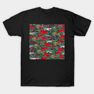 Large Layered Salmon Pattern T-Shirt